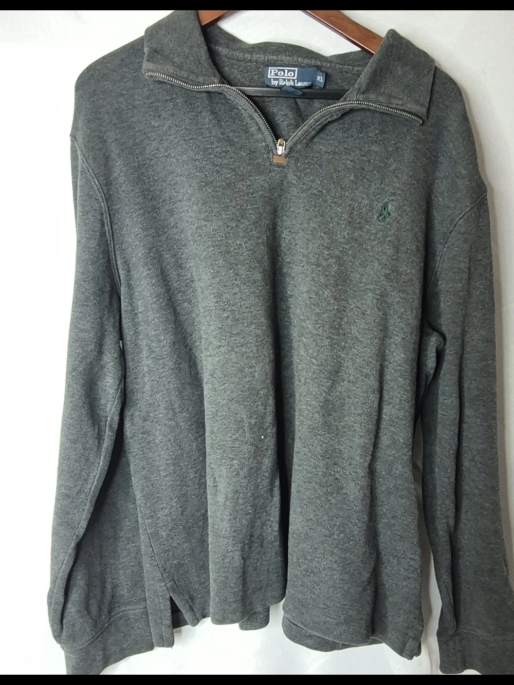 Polo by Ralph Lauren quarter-zip sweater features a classic blue brand